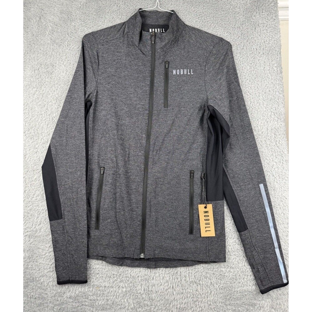 NOBULL 4-Way Stretch Woven Jacket Mens Graphite Grey Size Small NWT